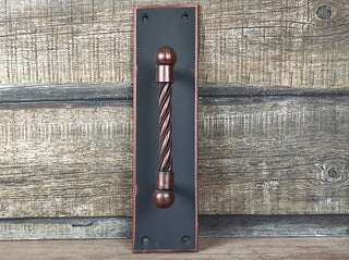 Black pull handle Handle plate Black iron pull Hand forged handle Vintage pull Large metal handle Handles outdoor Steel handle Pulls