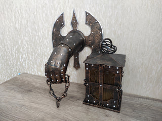 Wall mounted metal lantern, Wall lantern, Wrought iron sconces, lantern centerpiece, Medieval lantern, Hand forged, Hanging lantern
