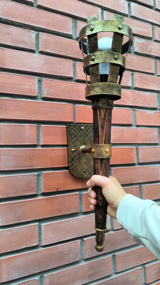 Wall lamp vintage, medieval style lamp, wrought iron lamp, Viking style lighting
