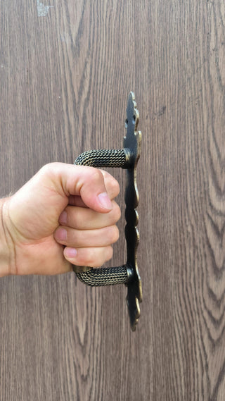 Wrought iron handle, Hand forged handle, Door handle, Metal handle, Barn door handle, Door decor, Wrought hardware, Door furniture