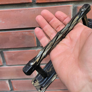 Iron Door Handles. Rustic Pull with Color Options for Gates, Cabinets, Doors