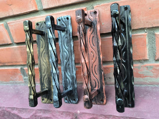 Iron Door Handles. Rustic Pull with Color Options for Gates, Cabinets, Doors
