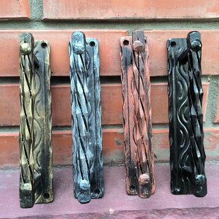 Iron Door Handles. Rustic Pull with Color Options for Gates, Cabinets, Doors