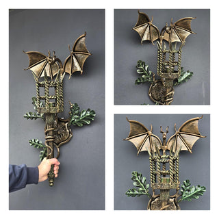 Dragon Wall sconce light fixture torch, Gothic style sconce