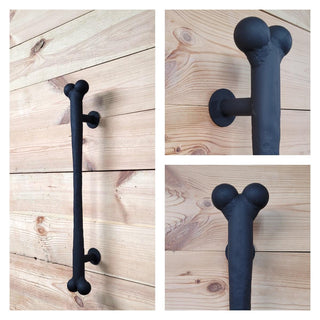 Large Door handle dog bone, big barn door handle, front door pull, metal handle, hand forged handle
