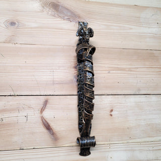 Hand Forged Ram Door Handle – Aries Barn Door Handle – Rustic Iron Animal Door Pull – Zodiac Door Hardware