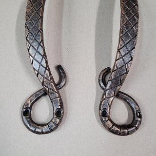A pair of cabinet door handles Hand Forged Pull Handle Snake