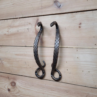A pair of cabinet door handles Hand Forged Pull Handle Snake