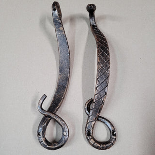 A pair of cabinet door handles Hand Forged Pull Handle Snake