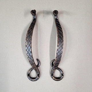 A pair of cabinet door handles Hand Forged Pull Handle Snake