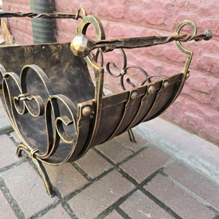 Log holder, Firewood storage, Firewood rack, Firewood basket, Metal basket for firewood, Storage basket, Wrought iron basket