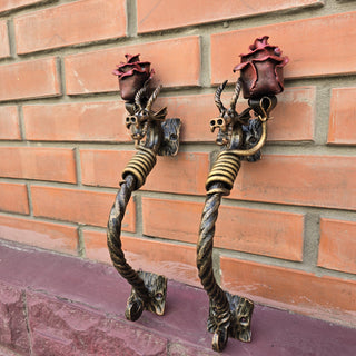 Pair of barn door handles, Dragons door handles