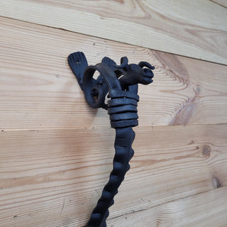 Hand Forged Wrought Iron Bull Head Door Pull – Rustic Farmhouse Handle for Barn, Gate, or Cabin – Blacksmith-Made Viking Style Hardware