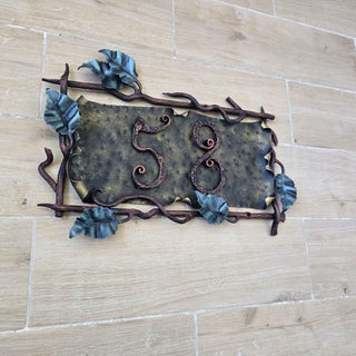 Outdoor Metal Address Plaque with Hand-Forged Frame