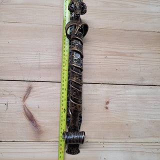 Hand Forged Ram Door Handle – Aries Barn Door Handle – Rustic Iron Animal Door Pull – Zodiac Door Hardware