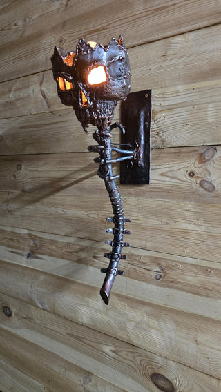 Handmade metal horror sconce for Halloween interior
