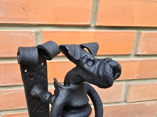 Unique handcrafted iron dog for entryway, cabin, or barn.