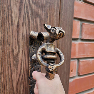 Dog Door Handle - Wrought Iron Door Pull - Boxer Dog Knob - Animal Door Handle for Front Door, Cabin or Barn - Unique Dog Gift for Dog Lover
