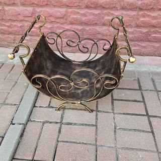 Log holder, Firewood storage, Firewood rack, Firewood basket, Metal basket for firewood, Storage basket, Wrought iron basket