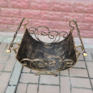 Log holder, Firewood storage, Firewood rack, Firewood basket, Metal basket for firewood, Storage basket, Wrought iron basket