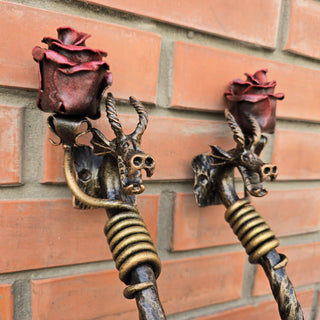 Pair of barn door handles, Dragons door handles