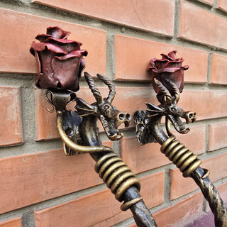 Pair of barn door handles, Dragons door handles