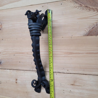 Hand Forged Wrought Iron Bull Head Door Pull – Rustic Farmhouse Handle for Barn, Gate, or Cabin – Blacksmith-Made Viking Style Hardware