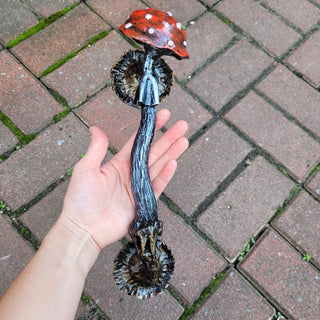 Fly Agaric Mushroom Door Handle, Amanita – Hand-Forged Wrought Iron Toadstool Pull for Fairycore or Rustic Decor