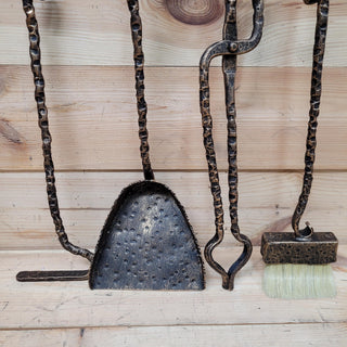 Horse Fireplace Tool Set – Hand Forged Wrought Iron Fire Tools – Equestrian Decor with Horse Head Handles – Rustic Barn Style Gift