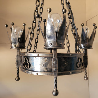 Rustic Castle Chandelier. Blacksmith Forged Crown Design