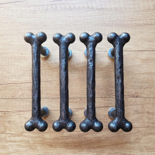 Forged Bone Door Handle: Black Metal Cabinet Drawer Pull (silver)