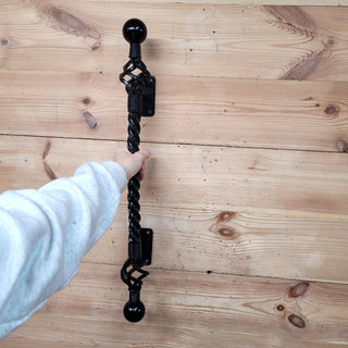 Wrought Iron Door Handle – 25 inch Black Twisted Handle for Wooden or Iron Doors, Handmade Rustic Pull Handle, Farmhouse Barn Door Hardware