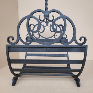 Hand Forged Wrought Iron Log Holder: Firewood Storage Basket