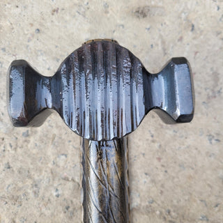 Hand Forged Hammer Door Handle – Wrought Iron Door Pull | Rustic Blacksmith Door Hardware | Unique Metal Door Handle