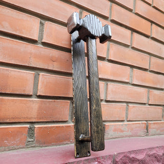 Hand Forged Hammer Door Handle – Wrought Iron Door Pull | Rustic Blacksmith Door Hardware | Unique Metal Door Handle