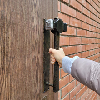 Hand Forged Hammer Door Handle – Wrought Iron Door Pull | Rustic Blacksmith Door Hardware | Unique Metal Door Handle