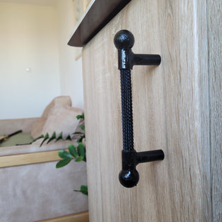 Black forged cabinet handle – iron pull for drawers or doors, handmade rustic hardware