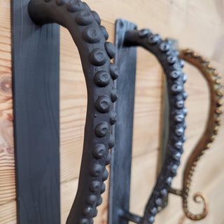 Octopus Tentacle Door Handle: Hand Forged Iron Nautical Style 3 available finishes