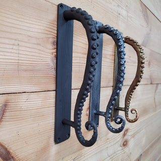 Octopus Tentacle Door Handle: Hand Forged Iron Nautical Style 3 available finishes