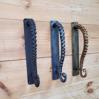 Octopus Tentacle Door Handle: Hand Forged Iron Nautical Style 3 available finishes
