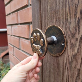 Dog Paw Door Handle – Hand-Forged Iron Knob Painted Bronze Color, Rustic Door Pull, Pet Lovers Gift, Handmade Hardware