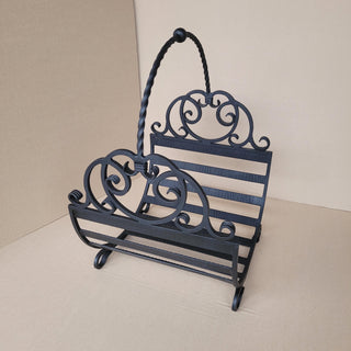 Hand Forged Wrought Iron Log Holder: Firewood Storage Basket