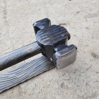 Hand Forged Hammer Door Handle – Wrought Iron Door Pull | Rustic Blacksmith Door Hardware | Unique Metal Door Handle