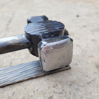 Hand Forged Hammer Door Handle – Wrought Iron Door Pull | Rustic Blacksmith Door Hardware | Unique Metal Door Handle