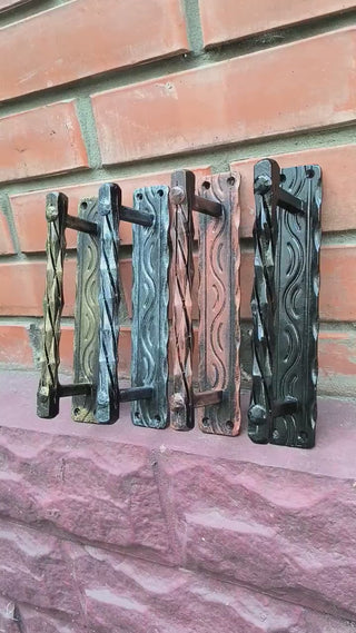 Iron Door Handles. Rustic Pull with Color Options for Gates, Cabinets, Doors