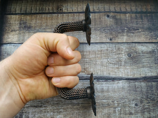 Hand Forged Wrought Iron Door Handle: Rustic Metal Decor