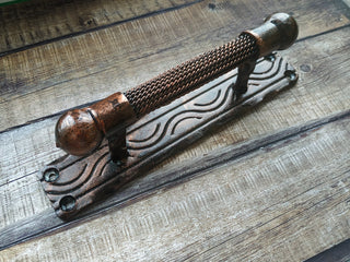 Hand Forged Iron Door Handle: Rustic Metal Barn Hardware