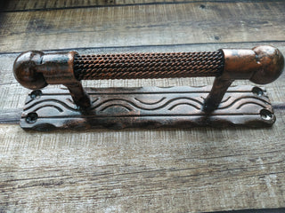 Hand Forged Iron Door Handle: Rustic Metal Barn Hardware