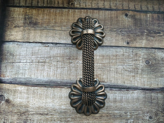 Hand Forged Wrought Iron Door Handle: Rustic Metal Decor