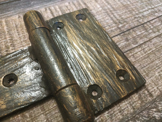 Hand Forged Door Hinges: Antique Style Steel Hardware (2pcs)